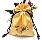7x9cm (2.7x3.5inch) Zak van het de Zak de Promotie Kleine Gouden Satijn van Juwelendrawstring met Logo Fabric Drawstring Gift Bags